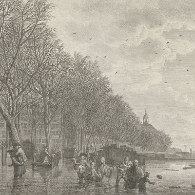 Watersnood op het Kattenburgerplein te Amsterdam, 1775, Noach van der Meer (II), 1775 - 1776. Publiek domein via Rijksstudio