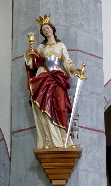 Beeld van de Heilige Barbara in de kerk van Weitra (Oostenrijk). Foto: Wolfgang Sauber, via Wikimedia Commons, CC BY-SA 4.0 