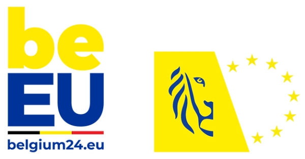 Logo Belgisch EU-voorzitterschap en Vlaams EU-logo