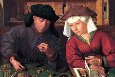 De goudweger en zijn vrouw, Quinten Matsijs, 1514. CC0 via Wikimedia Commons