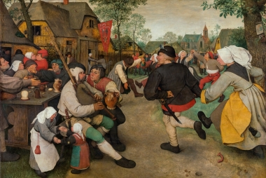 Foto: Pieter Bruegel the Elder, (c. 1525/30 Breugel or Antwerp? – 1569 Brussels) Peasant Dance c. 1568, oak, 113,5 x 164 cm, Kunsthistorisches Museum Vienna, Picture Gallery © KHM-Museumsverband. Via persmap.