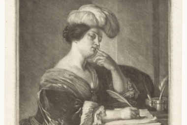 Portret van een schrijvende vrouw, Carel de Moor (II), 1666 - 1738