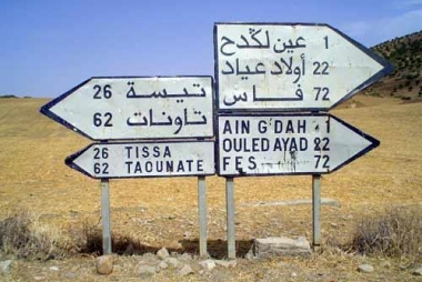 Wegwijzers in Marokko