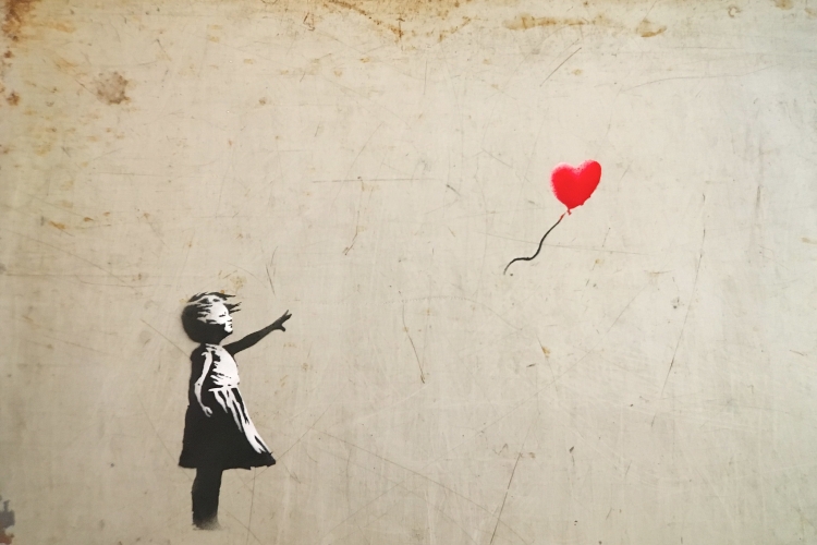'Girl with balloon' on metal by banksy (2003), MOCO, Amsterdam. *lingling* via Flickr.com, CC BY-NC-ND 2.0