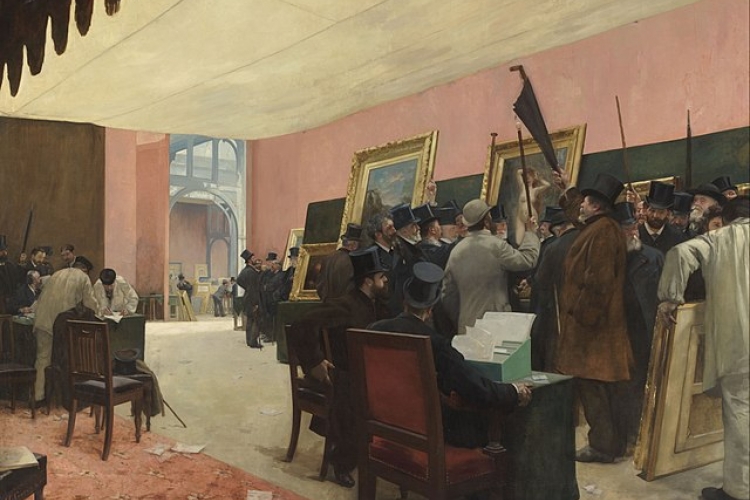 Henri Gervex, A Session of the Painting Jury. Collectie Musée d'Orsay. Google Art Project via Wikimedia Commons, publiek domein.