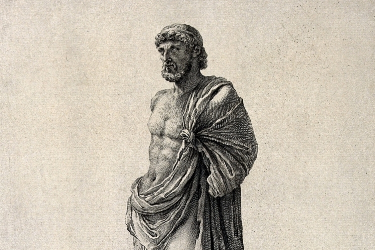 Aesculapius, de Griekse god van geneeskunde en genezing. Wellcomeimages.org via Wikimedia Commons, CC BY 4.0.